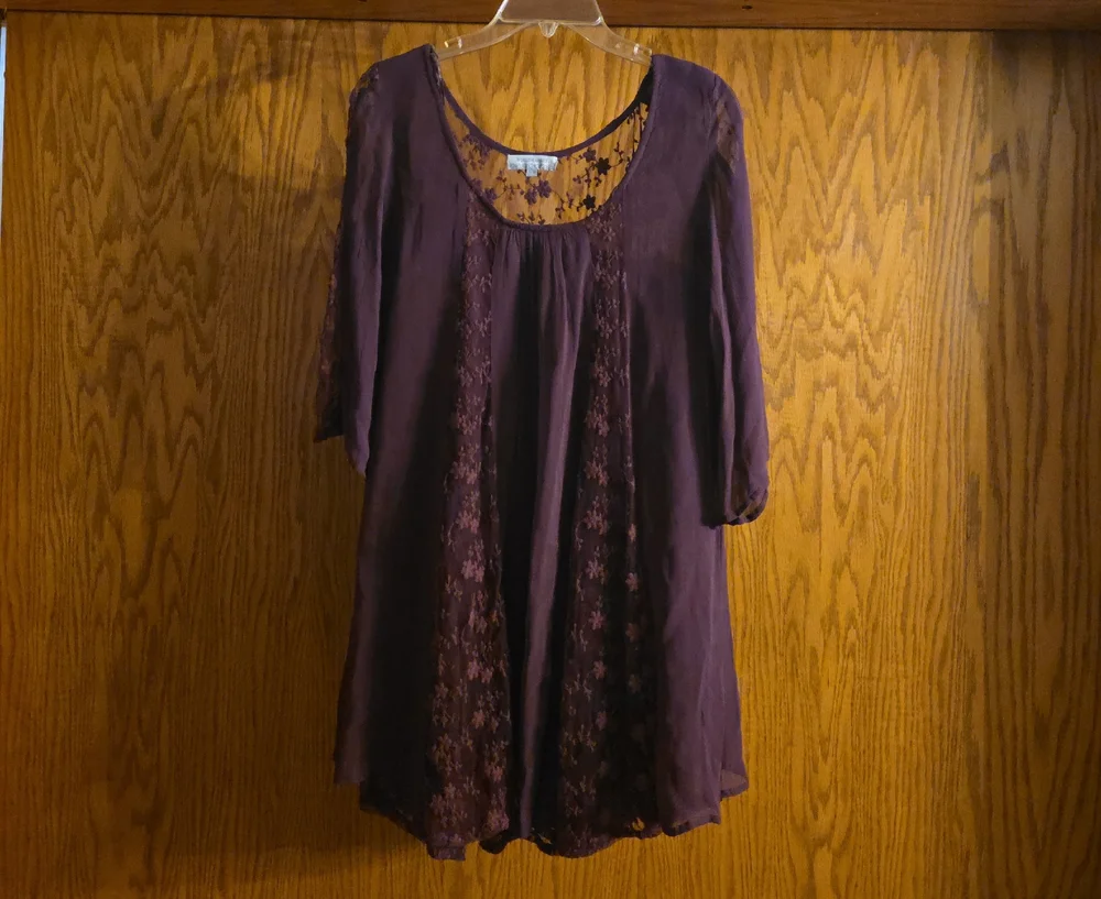 Cost Plus World Market Deep Purple Long Sleeve Dress - Picture 1 of 3